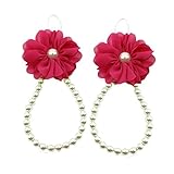 Sunward Infant Pearl Chiffon Barefoot Toddler Flower Beach Sandals (Hot Pink) by Sunward