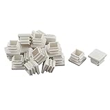 uxcell チューブ パイプインサート エンドブランクキャップ プラスチック 四角形 ホワイト 17mm x 17mm 20個入り