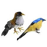 Homyl 2個　人工小鳥　現実的　リアル　オーナメント　フェザー　ツリー　装飾