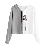 パーカー レディース トップス Glennoky 切り替え 猫柄 プルオーバー ブラウス スウェットパーカー 秋冬 ショート丈 ゆったり ドローストリング フード付き フーデッド レディースパーカー 