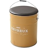 山善(YAMAZEN) スツール 収納付き ペール缶タイプ 取っ手付き カーキ CS-31(KA)