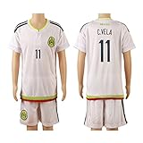 2015 / 16メキシコホワイト（Away）# 11 Carlos Vela Football Soccer Kidsジャージー&ショーツ ホワイト