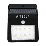 Anself ソーラー充電式ライト 8LED PIRモーションセンサー 防水 環境にやさしい 屋外照明/軒先/壁掛け/庭先/玄関周りなどのライト