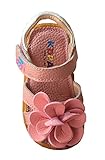 Ziweiba 女の子 お花モチーフ サンダル 革 子供靴 ベビーシューズ つま先保護 キッズ 女の子 女児用 マジックテープ 滑り止め おしゃれ ファーストシューズ (15.5cm(25), Bピン