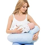 M'Baby Nursing Pillow 3 in 1 Cotton Nursing Cushion One Hand Breastfeeding Baby Pillow, Blue by M'Ba