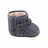 Zerowin Baby Toddler Girls Fleece Woollen Fur Knitted Bowknot Snow Boots Warm Winter Soft Shoes (12-