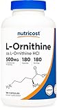 Nutricost L-オルニチン 500mg、180カプセル、非GMO、グルテンフリー
