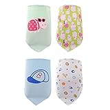 エルフ ベビー (Fairy Baby) 柔らかい 赤ちゃん用 よだれかけ コットン バンダナスタイル 三角ビブ 4枚組 海馬と野球