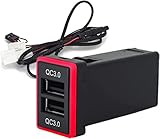After7 【急速充電対応】 QC3.0 トヨタ互換性あり Aタイプ USB 電源 スイッチホール パネル 2ポート 搭載 LED 発光 タブレット スマホ アルファード 20/30系 プリウス 30系 ヴォクシー 70系 80系 互換品 社外品(レッド)