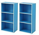 【完成品】【組立不要】カラーボックス〔3段〕 ２個セット (ブル-)