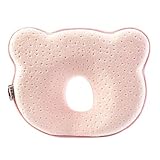 Liebeye ベビー枕 ピロー かわいい 漫画 ベアヘッド ベビー 新生児 睡眠サポート シェーピングメモリフォーム ピンク