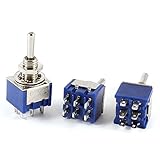 Hommy トグルスイッチ AC 3A 250V 6A 125V DPDT 3ウェイON / OFF / ONラッチングトグルスイッチ3個