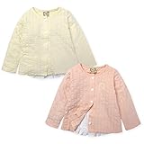 ベビー服 女の子 カーディガン 長袖 バック切替 フィッシュテール レースワッペン (2.ピンク/95cm)