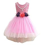 hibote 子供 ドレス ワンピース フォーマル サンドレス プリンセスドレス 6歳から7歳まで 120cm チュチュスカート キッズ ベビー エレガント 結婚式 演奏会 ピアノ 発表会 レッド 1