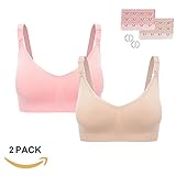 Burvogue女性フロントオープン授乳用の妊婦用ブラジャー (Medium, スキン＋ピンク1)
