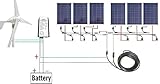 ECO-WORTHY 24V 1KW　風力発電機＋ソーラーパネルシステム：12V/24V 400 W風力発電機＊１個+ 12V 100W ソーラーパネル＊６個 + Y 型MC4 コネクター＊４ペア +