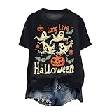 ハロウィン tシャツ オレンジ レディース カットソー レディース 半袖 ハロウィン tシャツ ゆったり 丸首 トップス おばけ プリント 大人用 コウモリ カボチャ 仮装 衣装 可愛い おしゃれ プルオーバー カジュアル 女性