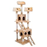 (OSJ)キャットタワー 猫 スタンダード式キャットタワー 多頭飼い ソファーベッド３つ 隠れ家2つ付き (187, ベージュ)