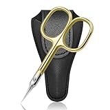 Diesisa 眉毛用ハサミ キューティクルハサミ極細 多機能美容ハサミ 高級ステンレス製 精密先端甘皮ハサミ 眉毛、鼻毛、髭、甘皮処理 - ゴールド