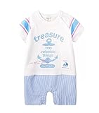 (ポルトプエルト) Porto Puerto 半袖 綿 マリン風 ロンパース 男の子 女の子 男女兼用 ベビー 赤ちゃん 73㎝ 80㎝ 青 桃色 半ズボン カバーオール 夏服 [海外直送品] (80