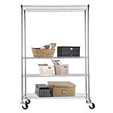 調整可能な4シェルフ層クロムワイヤー棚ラック頑丈スチールシェルフ99.79