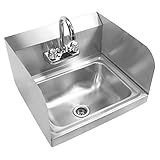 gridmann Commercial NSF withステンレススチールシンク蛇口& Sidesplashes – 壁マウント手洗濯Basin