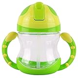 Lovoski ベビー　ボトル　ストローカップ　水ボトル　ハンドル　 両手マグ　6ヵ月以上　全4色 - 緑