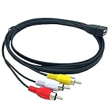 Vaorwne 1.5M Usb Aメス - 3 Phono Av ケーブルリードPC TV AUXオーディオビデオアダプタ