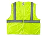 Ergodyne GloWear 8205Z ANSI Economy High Visibility Lime Reflective Safety Vest Zipper Closure Large
