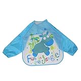 Tovadoo ベビー 食事用エプロン 長袖　キャラクター柄 EVA製　防水　水洗い簡単　出産祝い　プレゼント　七色入　40cm*41cm