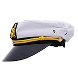 Prettyia 子供　海軍　キャップ　セーラー　ボート　キャプテン　ヨット　船長　コスチューム　フラット　トップ　帽子　ホワイト