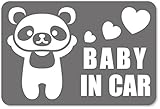 imoninn BABY in car ステッカー　【マグネットタイプ】　No.12　パンダさん　（シルバーメタリック）