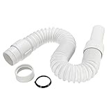 ILS - 36-75cm White Plastic Basin Sink Hose Adjustable Waste Pipe