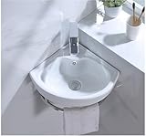 手洗い器 壁掛け 手洗器セット陶器製簡易洗面台 洗面ボウル ガーデキッチ洗面ボール小型 壁付け型手洗い鉢コンパクトミニ 手洗いボウル 手洗い器 壁付け型 手洗い台洗面化粧台 洗面器 洗面シンク浴室洗面台用 バルコニー庭シンクガーデンシングルボウルシンク洗面所 屋外屋内ガレージ用台所 アウトドア工場/業務用家庭用 手洗いボウル排水付き (B)