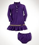 ポロラルフローレン スタンドカラー 長袖ワンピース パープル (女の子3～9か月用) 6M [並行輸入品]