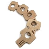 Kissteether 5pcs 手作り木製オーガニックセーフベビーテーダーキーペンダントオーガニックナチュラルブナ木製玩具ハンドカット動物DIYベビーテザー看護アクセサリー (5pcs)