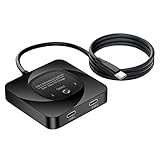 Vbestlife USB C スイッチセレクター、2 in 1 出力 8K 60Hz HD タイプ C モニター用双方向スイッチャースプリッター、ワンボタンスイッチ、電源インジケーター