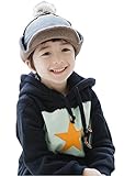 Toyobuy(トヨベイ) 女の子 男の子 キッズ 子供 秋冬 暖かい 可愛い ポンポン付き 耳あて付 防寒 耳まで 厚手 野球帽 鳥打ち ハット キャップ グレー M