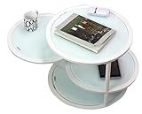 テーブル GT-45 ホワイト ガラステーブル 白 直径45 ガラス製 ディスプレイ 棚付き 丸い S2