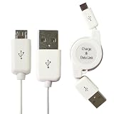 リール式MicroUSBケーブル（充電・通信用）（ホワイト）(N)