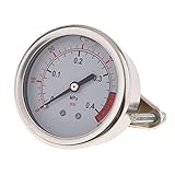 P Prettyia 空気圧ゲージ　サイドマウント　オイル充填式圧力計　水圧計　1/4インチNPT　 - 0.4mpa