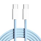 CHUDA タイプ c ケーブル USB Type C to Type Cケーブル PD対応 60W/3A 超急速充電 USB 2.0 480Mbps データ転送 高耐久ナイロン iPhone16e/16/15/Pro/ProMax/Plus、iPad Mini 6/Pro/Air、MacBook Pro/Galaxy S25/Xperia等USB-C各種対応 (ブルー、1m)