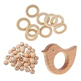 Lovoski 鳥形状　　ビーズ　リング　ティースリング　ウッド製　　手作り素材　約61個