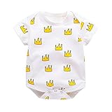 Hzjundasi 新生児 赤ちゃん ベビーボーイズ スウィートスタイル コットン ボディースーツ ジャンプスーツ 半袖 ロンパース キッズ 服 幼児 衣装