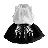LANDFOX幼児ベビー女の子チュチュかぎ針編みレースシャツプリンセスドレスClothesセット カラー: ホワイト