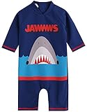 [Vaenait Baby] 0-24ヶ月UVカット ラッシュガードベビー子供男の子長袖ワンピース水着 Baby Jaws King L