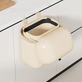 VECELO ゴミ箱 ふた付き 15L 壁掛け式 スリム ダストボックス 静音 防臭 ハンドル付き 防水 省スペース 開閉簡単 衛生的 台所 キッチン 寝室 トイレ オフィス ミルキーホワイト