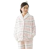 (アビコ)ABICO マタニティ 冬 可愛い フランネル 授乳パジャマ ボーダー柄 授乳服 授乳口付き 前開き ウエスト調節 あったか 厚手 部屋着 ルームウェア 上下セット