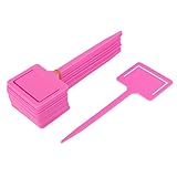 【ノーブランド品】プラスチック　タグ　マーカー　庭シードパケット　植物の花のラベル　ホルダー　ピンク　２０個