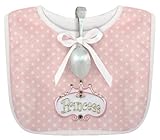 Stephan Baby Infant Girl Polka Dot Bib and Silver Plated Bent-Handled Spoon Gift Set, Little Princes